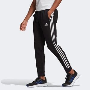 Adidas Black Track Pants with White Stripes XXL